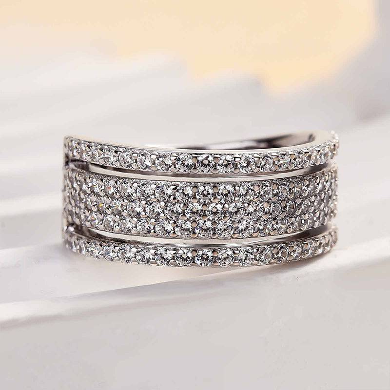 Louily Unique Wide Women's Wedding Band In Sterling Silver - louilyjewelry