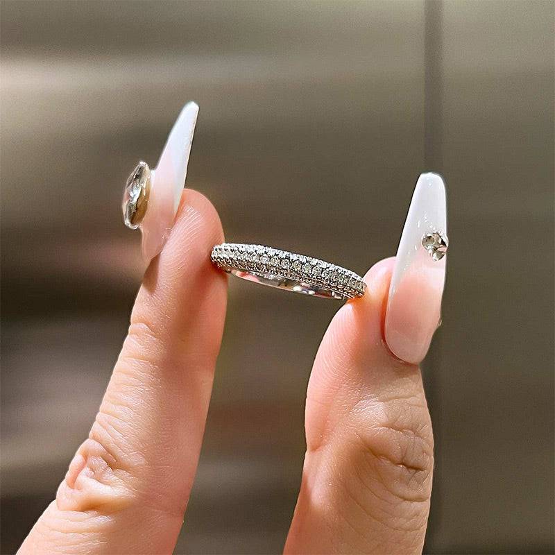 Louily Vintage 3 Row Design Round Cut Women's Wedding Band In Sterling Silver - louilyjewelry