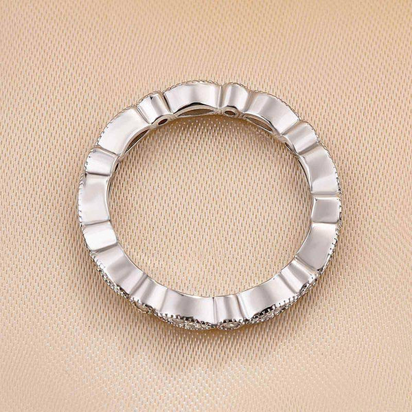 Louily Vintage Full Eternity Art Deco Stacking Women's Wedding Band In Sterling Silver