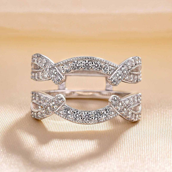 Louily Vintage Halo Oval Cut Insert Wedding Ring Set For Women In Sterling Silver