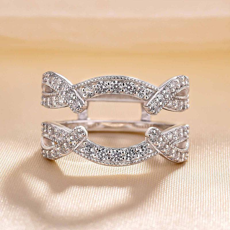 Louily Vintage Round Cut Jacket Wedding Band For Women In Sterling Silver - louilyjewelry