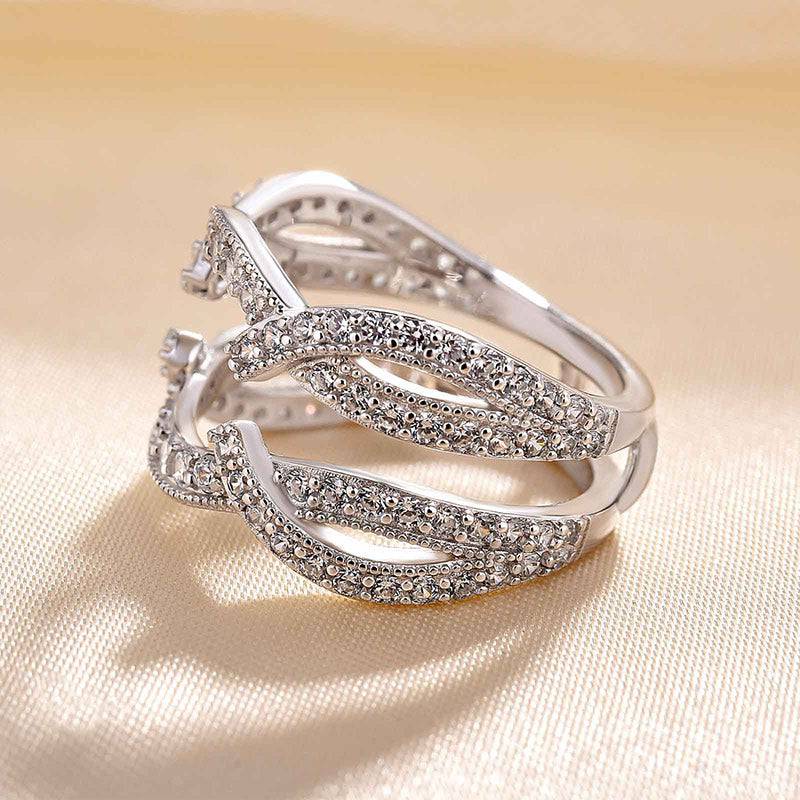 Louily Vintage Round Cut Jacket Wedding Band For Women In Sterling Silver - louilyjewelry