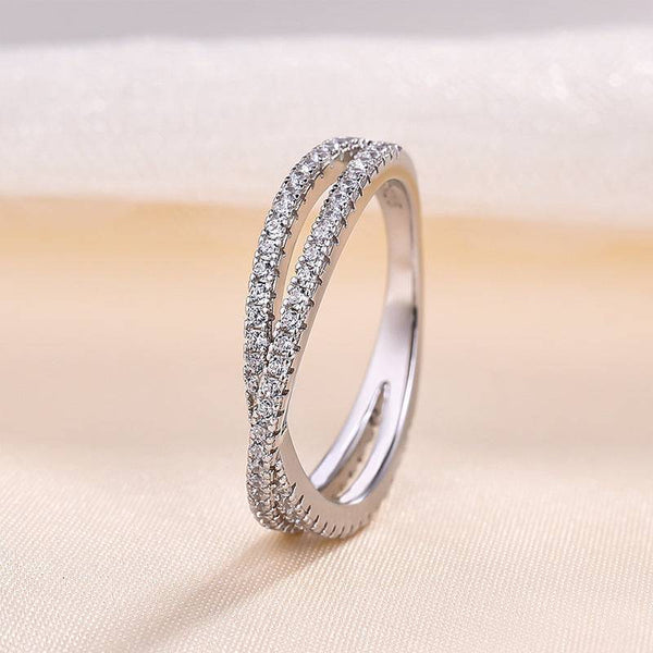 Louily  X Criss Cross Wedding Band For Women In Sterling Silver