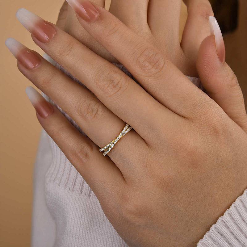 Louily  X Criss Cross Wedding Band For Women In Sterling Silver - louilyjewelry