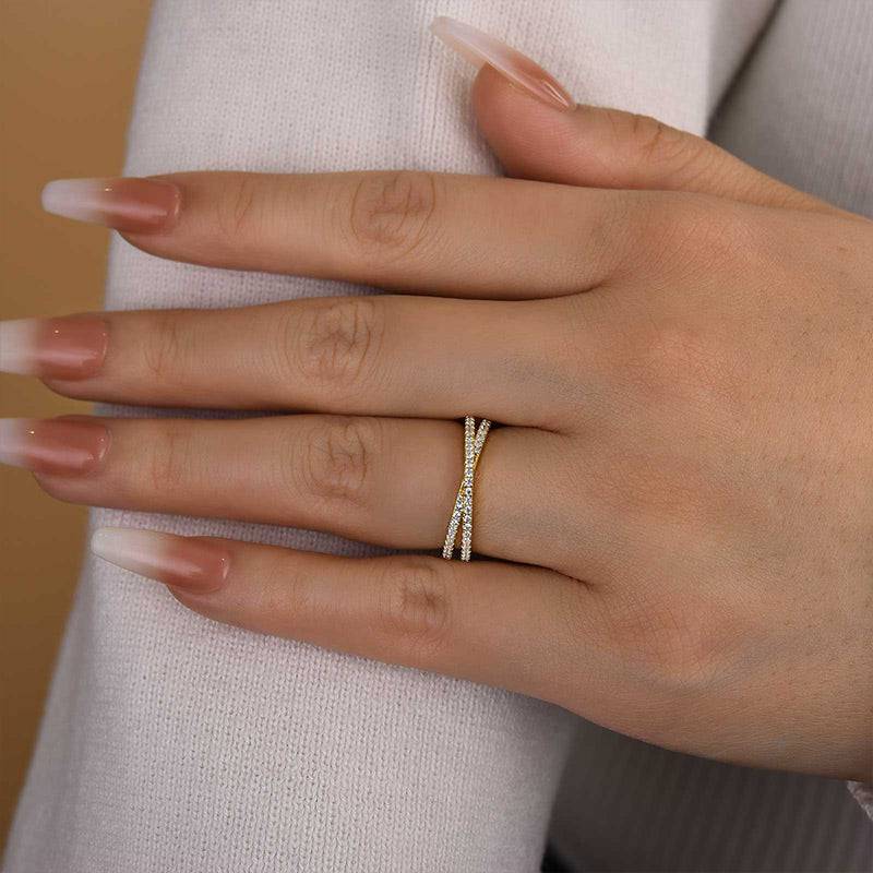 Louily  X Criss Cross Wedding Band For Women In Sterling Silver - louilyjewelry