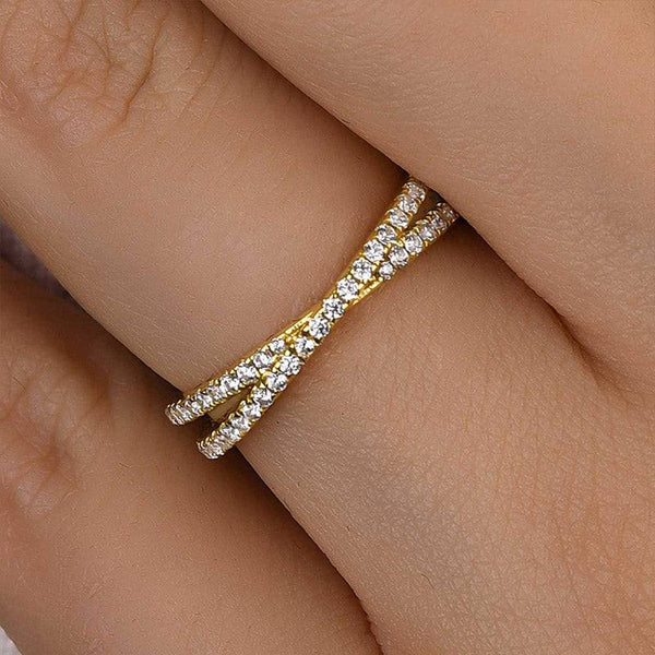 Louily  X Criss Cross Wedding Band For Women In Sterling Silver