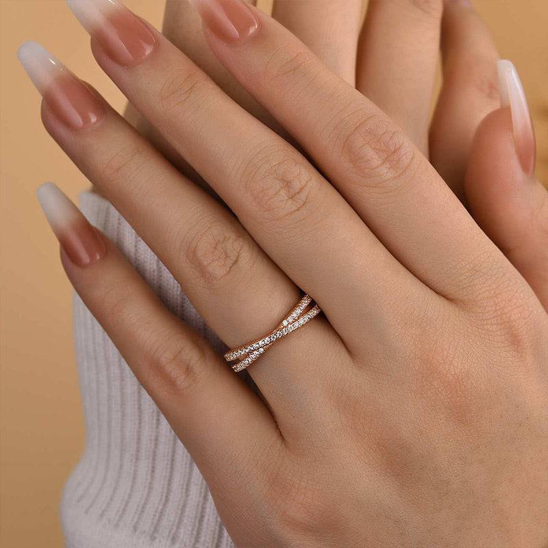 Louily  X Criss Cross Wedding Band For Women In Sterling Silver - louilyjewelry