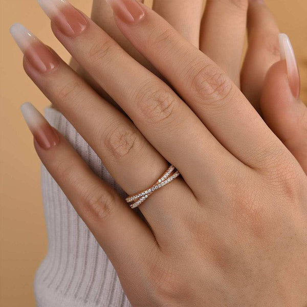 Louily  X Criss Cross Wedding Band For Women In Sterling Silver