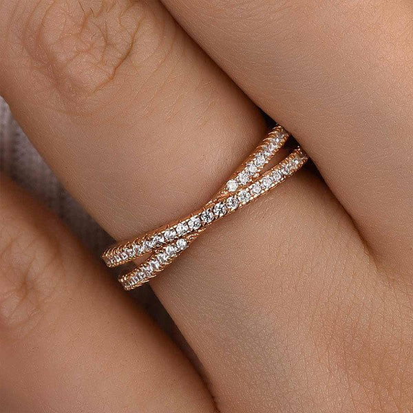 Louily  X Criss Cross Wedding Band For Women In Sterling Silver