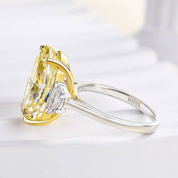 Noble Oval Cut Three Stone Yellow Sapphire Engagement Ring