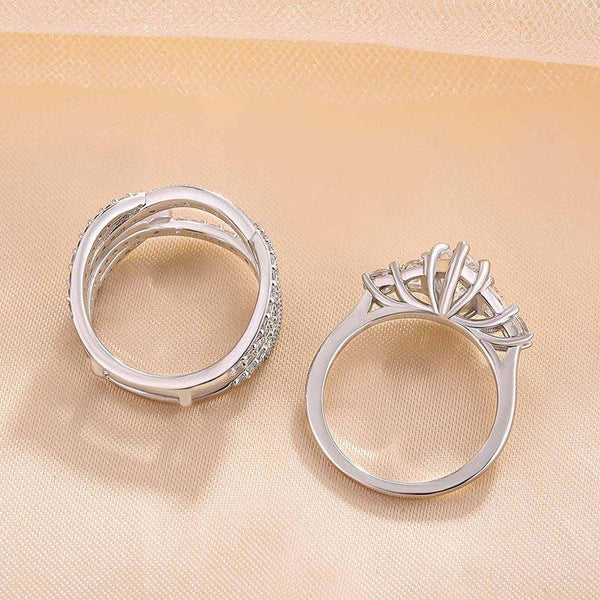Vintage Marquise Cut Insert Wedding Ring Set For Women In Sterling Silver