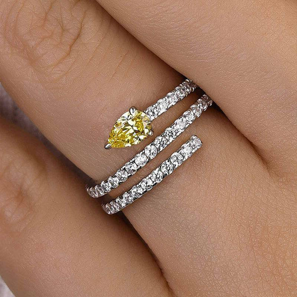 Louily Unique Pear Cut Wedding Band