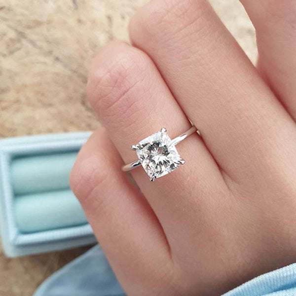 Louily Elegant Cushion Cut Wedding Ring Set In Sterling Silver