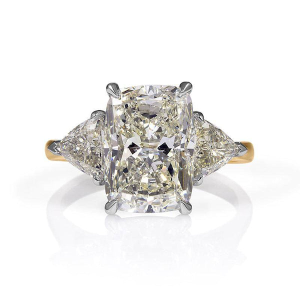 Louily Exclusive Two-Tone Crushed Ice Radiant Cut Three Stone Engagement Ring In Sterling Silver