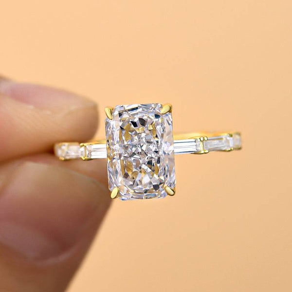 Louily Special Yellow Gold Radiant Cut Engagement Ring