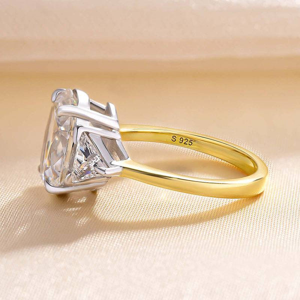Louily Stunning Two-Tone Oval Cut Three Stone Engagement Ring In Sterling Silver