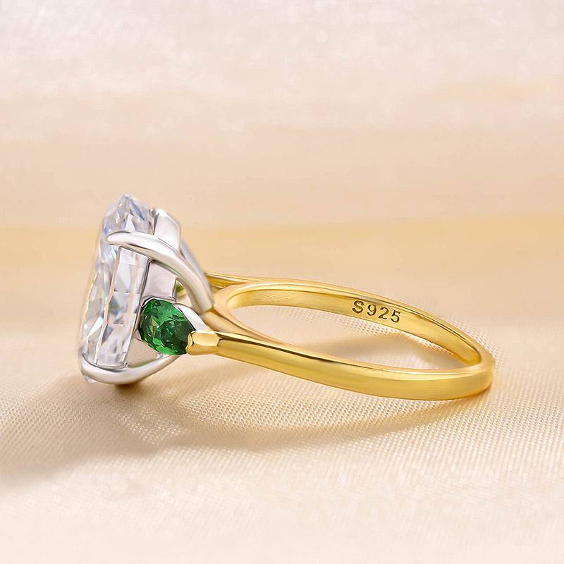 Louily Vintage Two-Tone Oval Cut Three Stone Engagement Ring In Sterling Silver - louilyjewelry