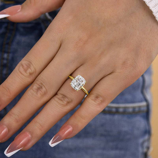 Louily Attractive Cushion Cut Engagement Ring