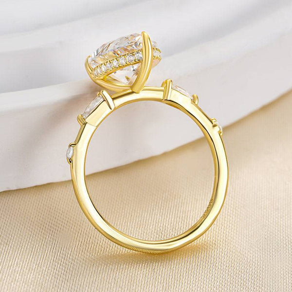 Louily Attractive Yellow Gold Pear Cut Engagement Ring