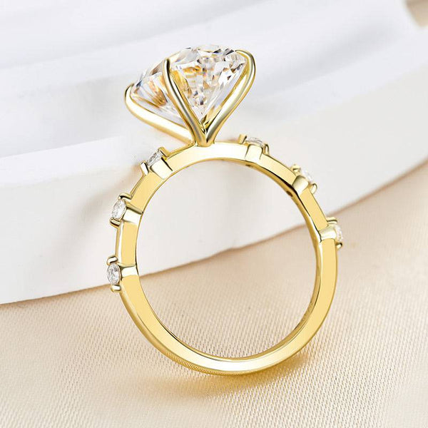 Louily Bright Yellow Gold Oval Cut Engagement Ring In Sterling Silver