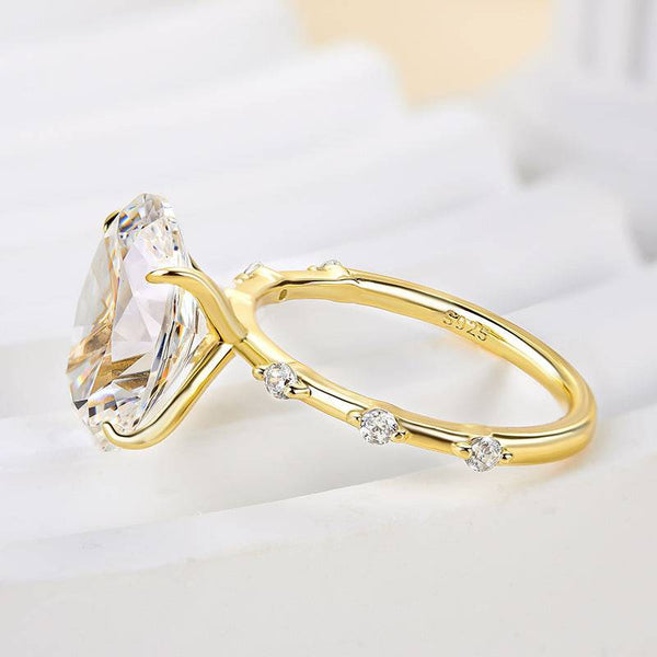 Louily Bright Yellow Gold Oval Cut Engagement Ring In Sterling Silver