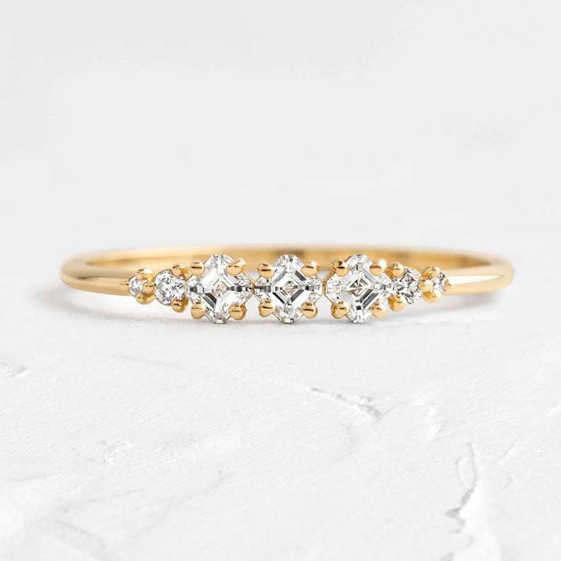 Louily Chic Yellow Gold Asscher Cut Wedding Band - louilyjewelry