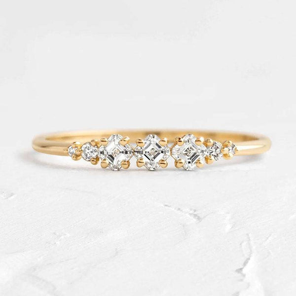 Louily Chic Yellow Gold Asscher Cut Wedding Band