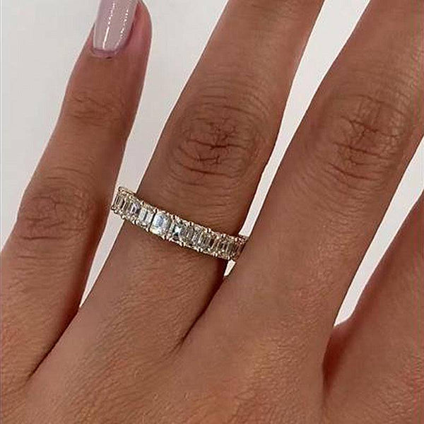 Louily Classic Emerald Cut Women's Wedding Band for Gifts