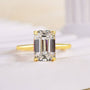 Louily Classic Yellow Gold Emerald Cut Solitaire Engagement Ring - louilyjewelry