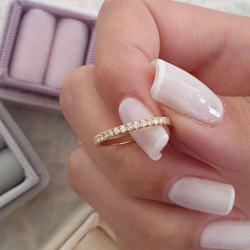 Louily Classic Full Eternity Thin Wedding Band For Women In Sterling Silver - louilyjewelry