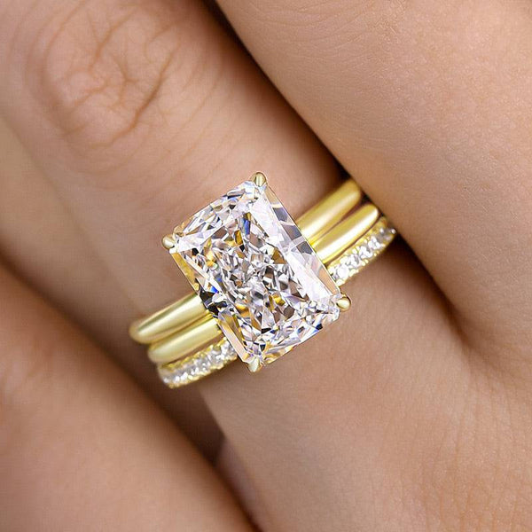 Louily Classic Radiant Cut 3PC Wedding Ring Set