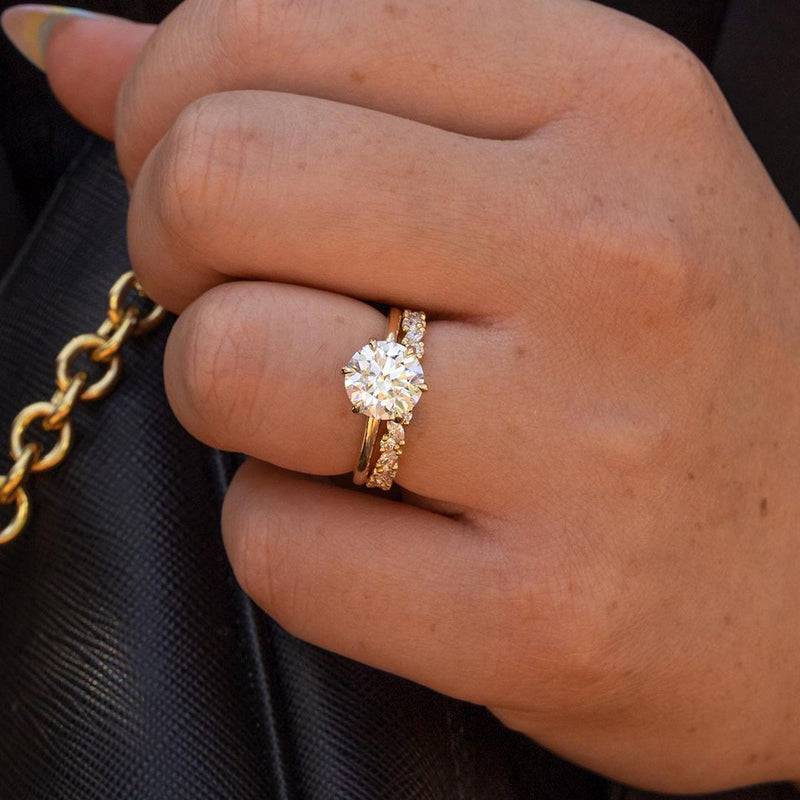 Louily Classic Yellow Gold  Round Cut Wedding Ring Set For Women In Sterling Silver - louilyjewelry