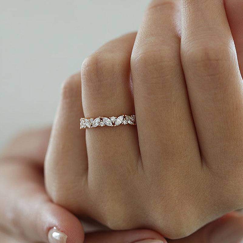 Louily Classic Yellow Gold  Round Cut Wedding Ring Set For Women In Sterling Silver - louilyjewelry