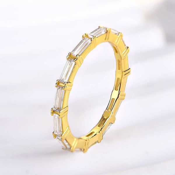 Louily Dainty Yellow Gold Full Emerald Cut Wedding Band