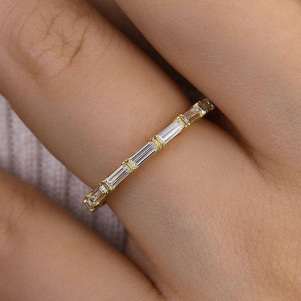 Louily Dainty Yellow Gold Full Emerald Cut Wedding Band