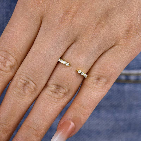 Louily Dainty Yellow Gold Open Wedding Band In Sterling Silver