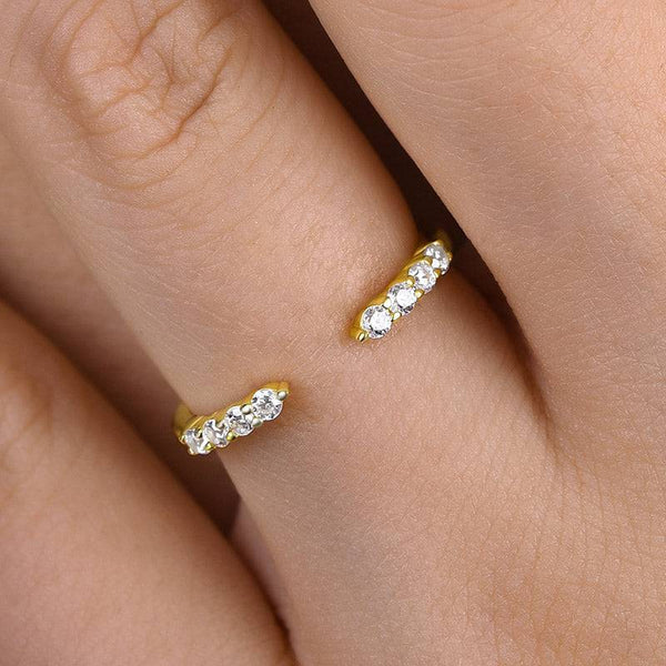 Louily Dainty Yellow Gold Open Wedding Band In Sterling Silver