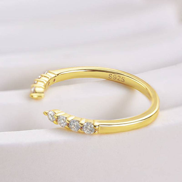 Louily Dainty Yellow Gold Open Wedding Band In Sterling Silver