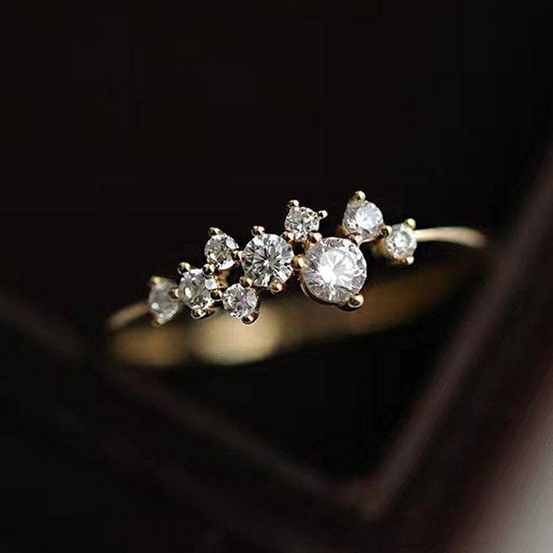 Louily Dainty Yellow Gold Round Cut Wedding Band In Sterling Silver - louilyjewelry