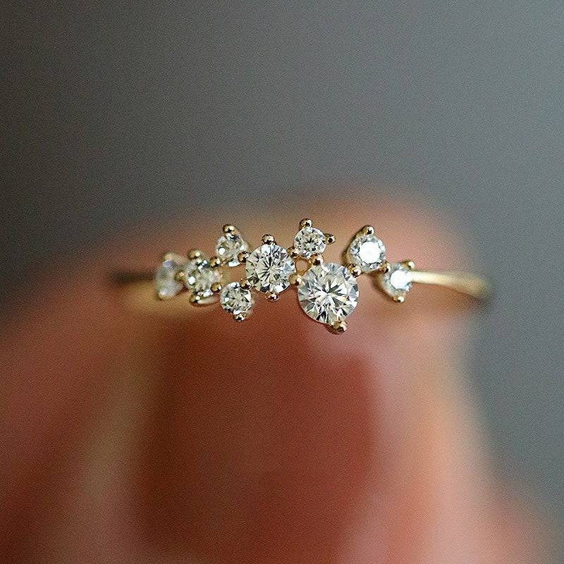 Louily Dainty Yellow Gold Round Cut Wedding Band In Sterling Silver - louilyjewelry