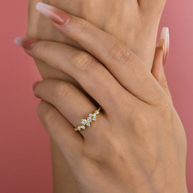 Louily Dainty Yellow Gold Round Cut Wedding Band In Sterling Silver - louilyjewelry