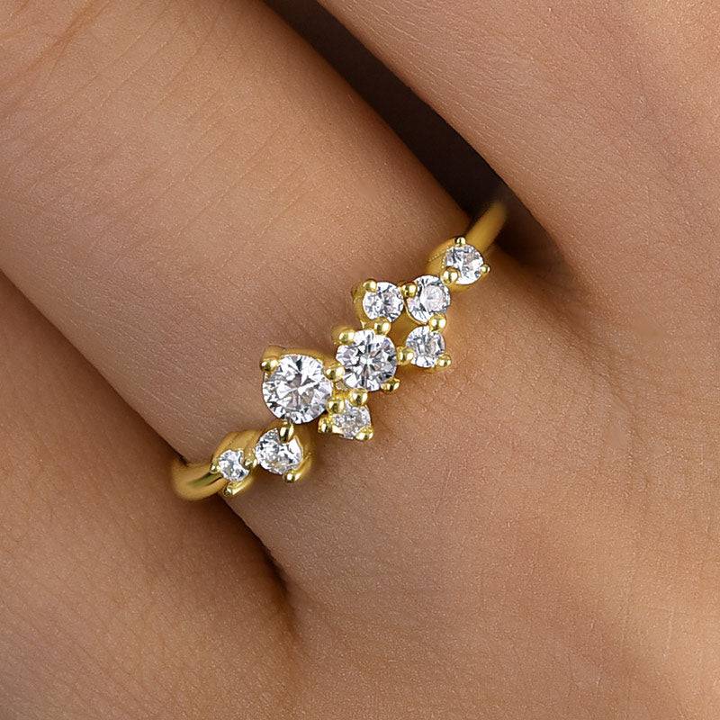 Louily Dainty Yellow Gold Round Cut Wedding Band In Sterling Silver - louilyjewelry