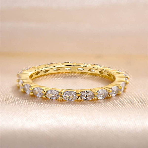 Louily Elegant Yellow Gold Oval Cut Wedding Band Ring For Women In Sterling Silver