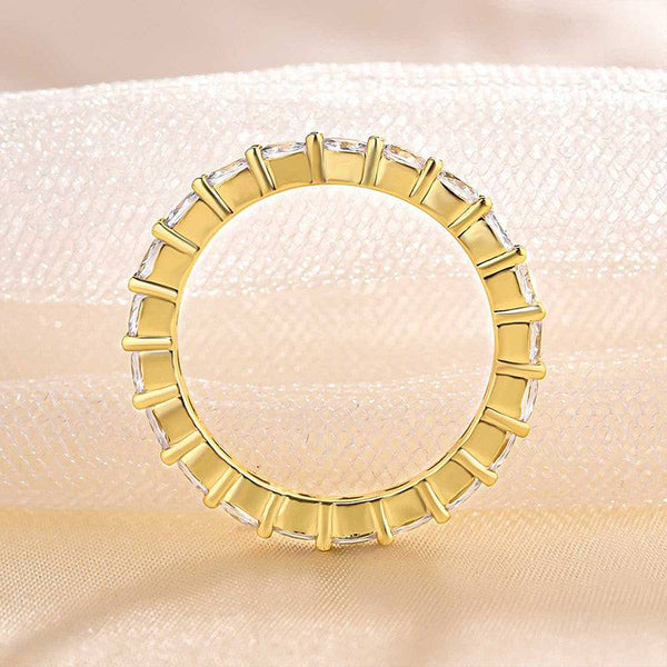 Louily Elegant Yellow Gold Oval Cut Wedding Band Ring For Women In Sterling Silver