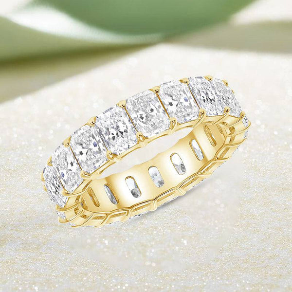 Louily Elegant Yellow Gold Radiant Cut Women's Wedding Band In Sterling Silver