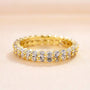 Louily Elegant Yellow Gold Round Cut Full Eternity Wedding Band Set In Sterling Silver - louilyjewelry