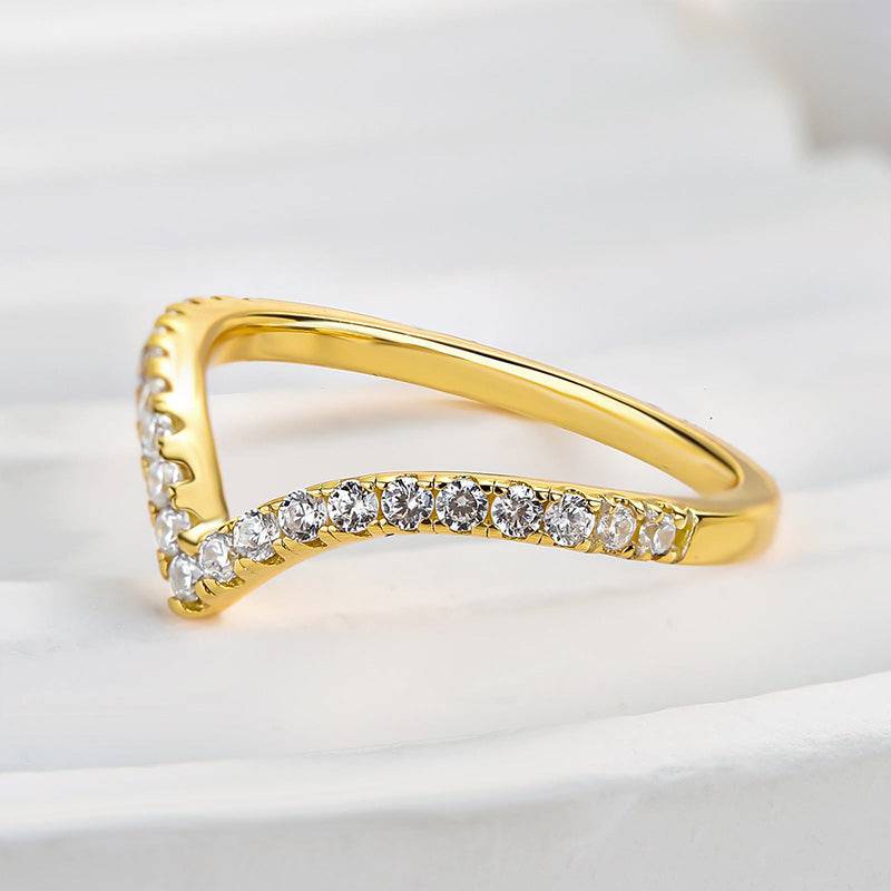 Louily Enchanting V-shaped Design Full Wedding Band - louilyjewelry