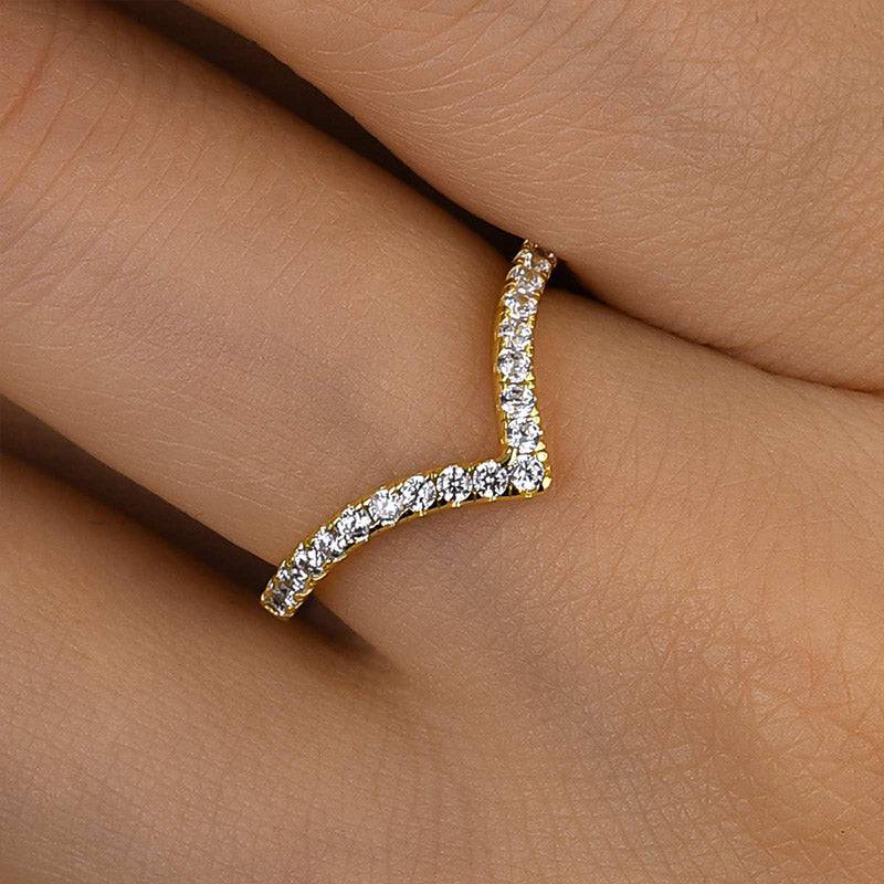 Louily Enchanting V-shaped Design Full Wedding Band - louilyjewelry