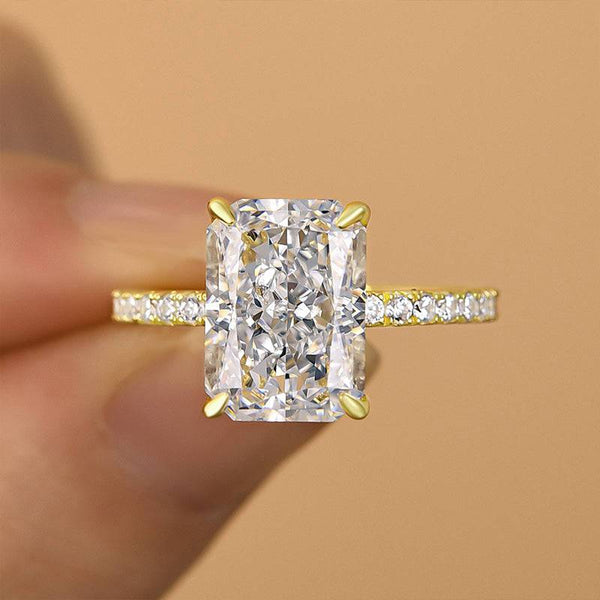 Louily Enchanting Yellow Gold Radiant Cut Engagement Ring