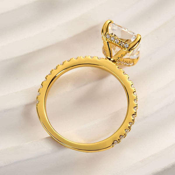 Louily Enchanting Yellow Gold Radiant Cut Engagement Ring